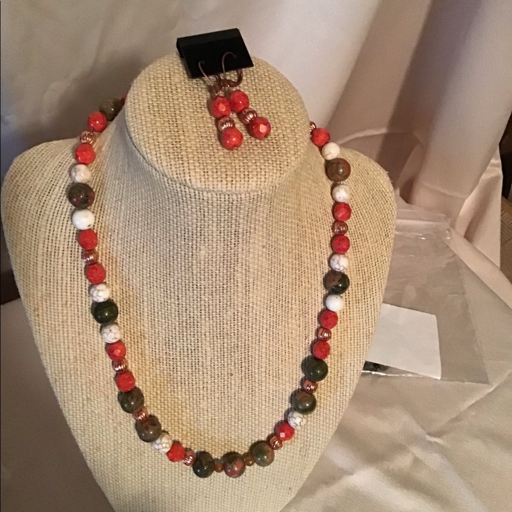 HANDCRAFTED necklace and earring set